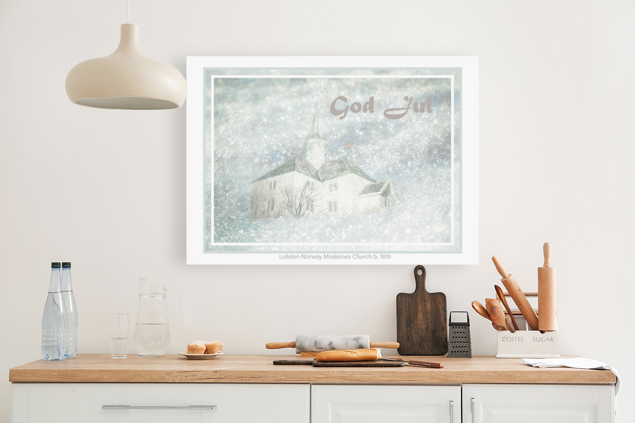 Lofoten Islands Moskenes Church Christmas Art