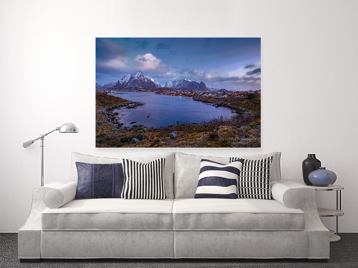 Lofoten Reine Water Mountain Landscape Art