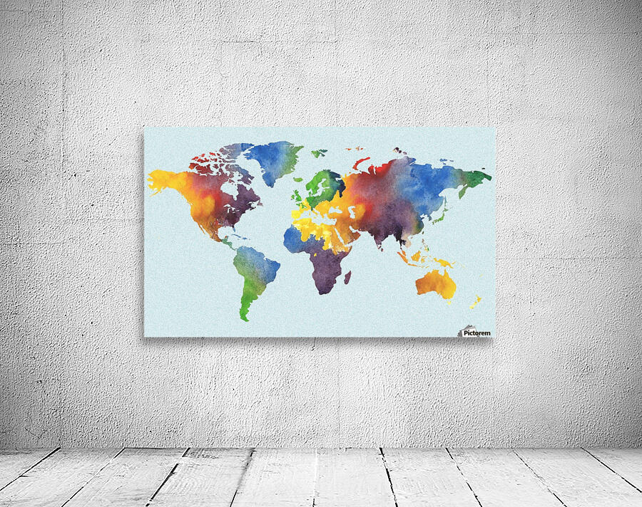 Bright Watercolor Map Of The World Aperçu sur mur