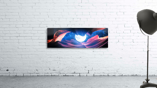 Grand Canyon With Space & Full Moon Collage I v2   Panoramic Wall Preview