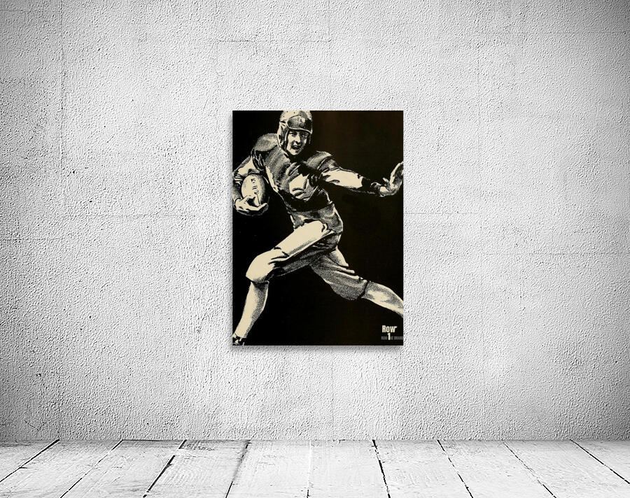 1930s vintage football player stiff arm art by Row One Brand