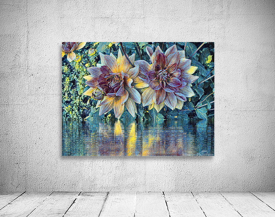 Arte 147 Dahlias Flowers impressionist-paint-style Wall Preview