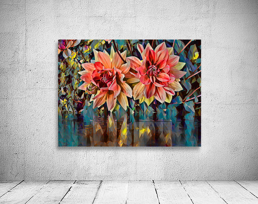 Arte 148 Dahlias Flowers polyart-paint-style Wall Preview
