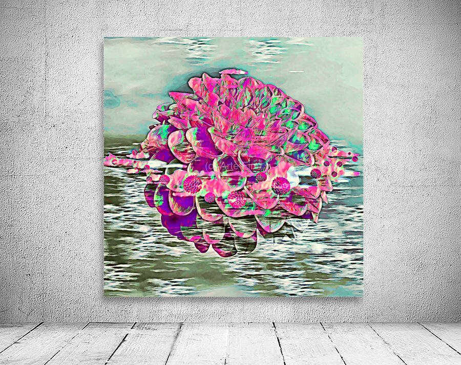 Arte 153 Dahlias in water impressionist-paint-style Wall Preview