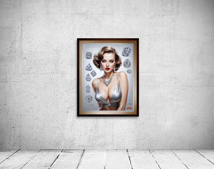 She Loves Her Diamonds Pin Up Girl Mesmerizing AI Concept Art by Xzendor7 Wall Preview