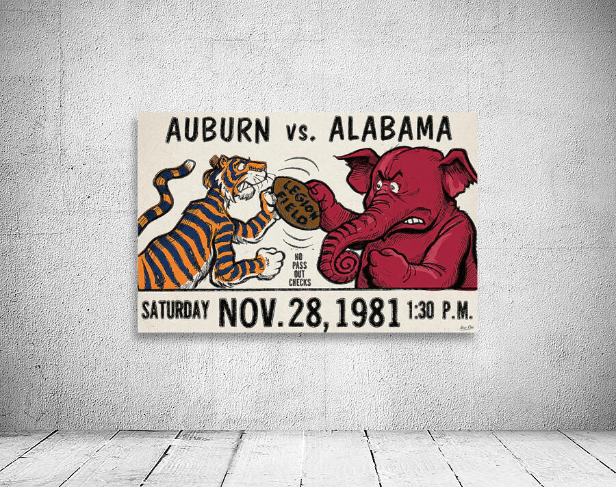 vintage alabama auburn cartoon art Wall Preview
