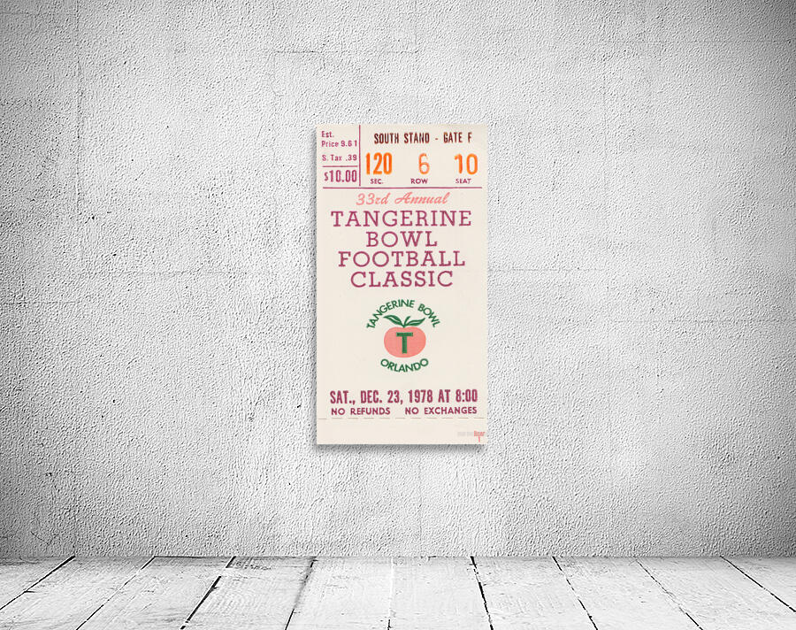 1978 Tangerine Bowl Ticket Stub Art Wall Preview