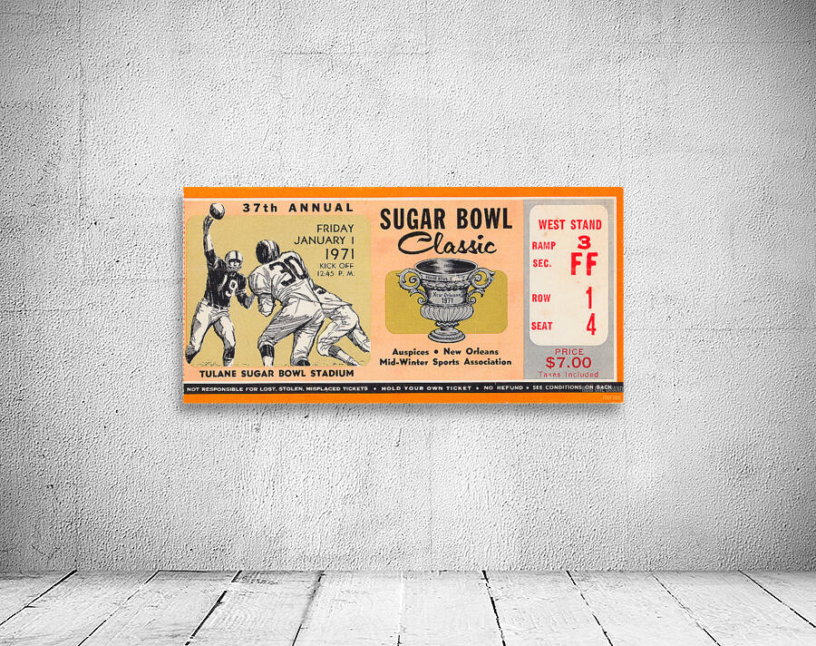 1971 Sugar Bowl Ticket Canvas Art Wall Preview