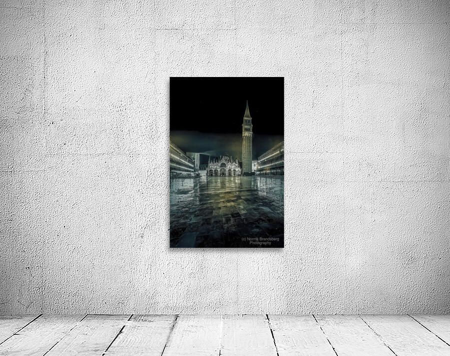 Venice Night St Marks Square After a Rain by Norma Brandsberg Photography