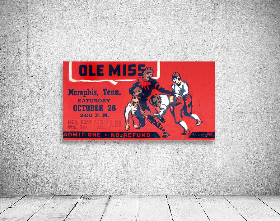 1946 Ole Miss Football Ticket Stub Remix Art Wall Preview