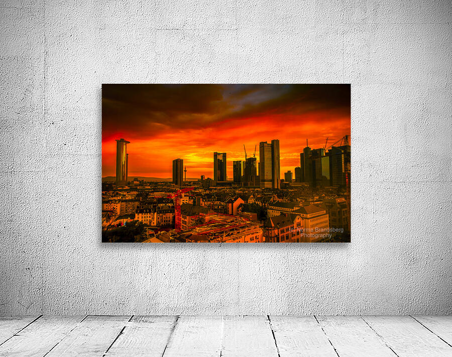 Frankfurt Skyline Skyscraper Sunset Wall Preview