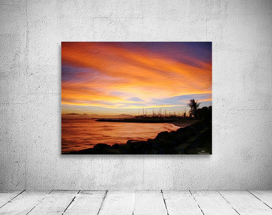 hawaiian sunset oil painting style by By the C Media