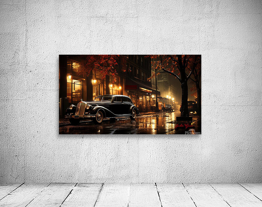 Night Fall Vintage Car Scene 1 Wall Preview