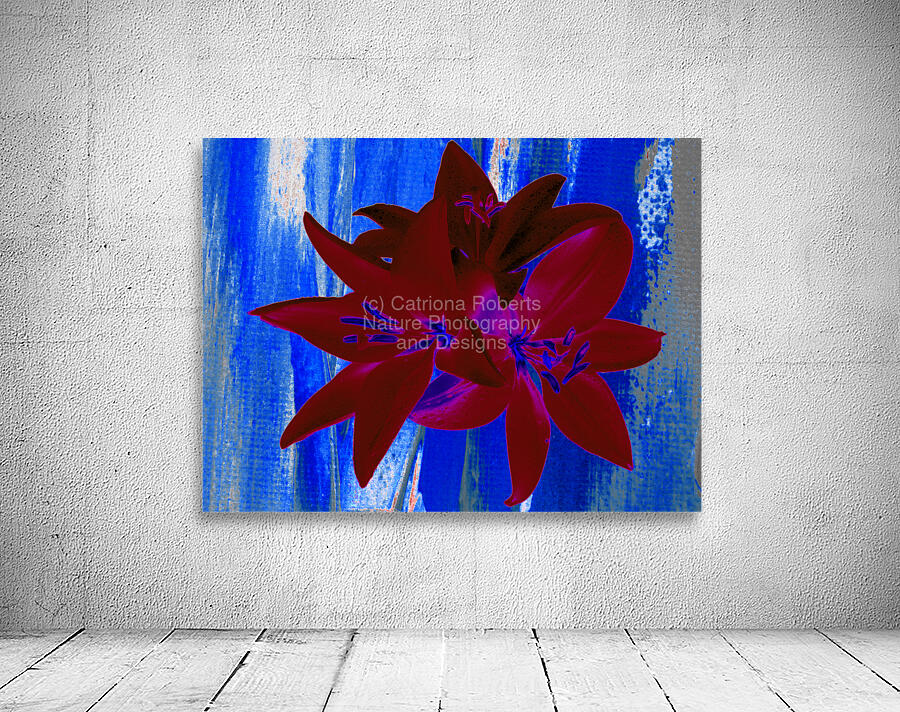 Abstract  Bright Red Trio of Lilies Wall Preview