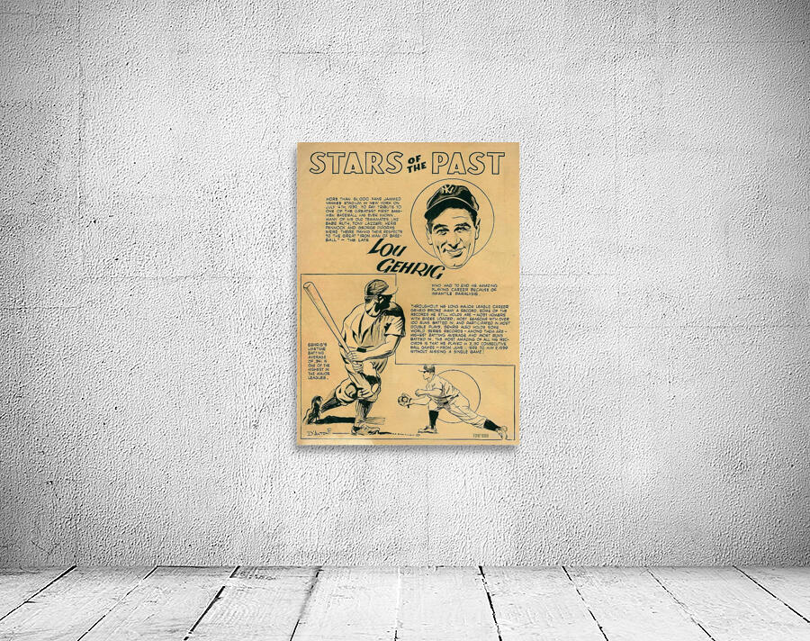 Lou Gehrig Cartoon Art Wall Preview