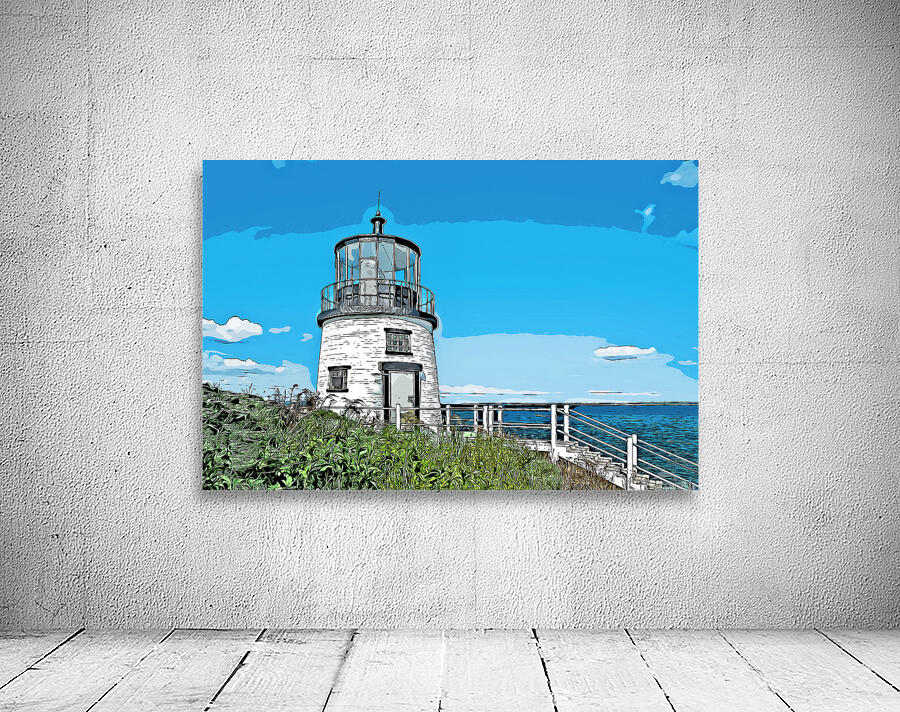 Owls Head Light Overlooks Rockland Harbor in Maine - Illus. Wall Preview