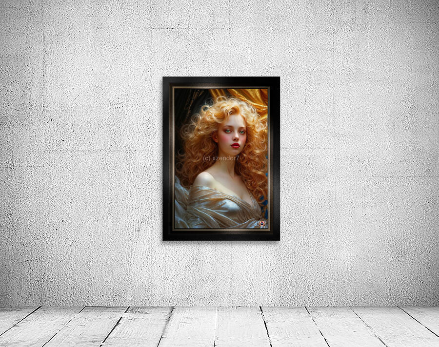 A Captivating Ethereal Beauty With Golden Curls Mesmerizing AI Concept Art by Xzendor7 Wall Preview
