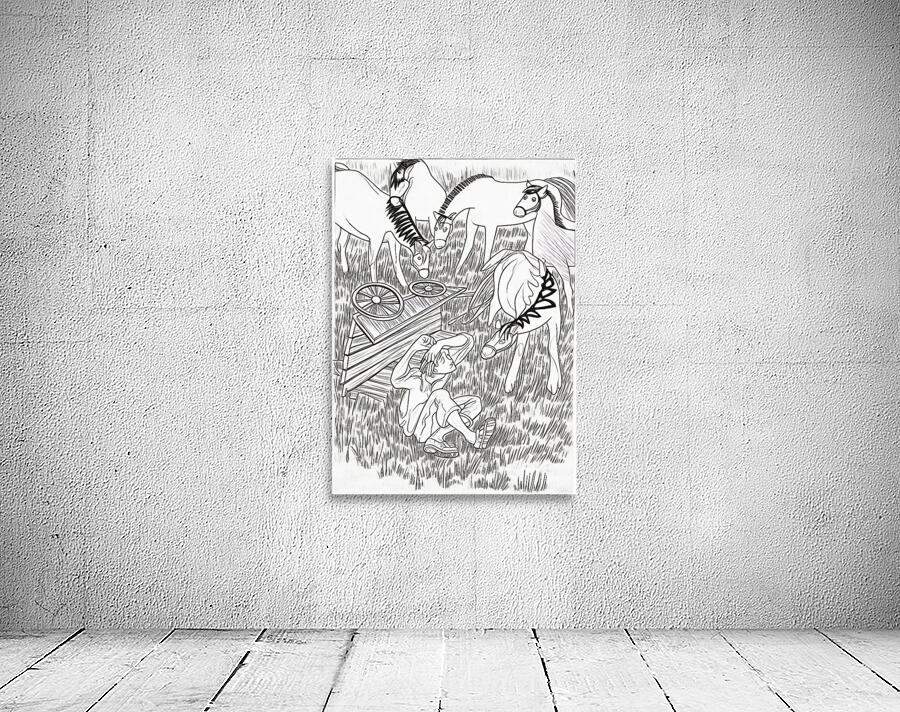 boy horses wagon pen sketch 2408227 by Forgotten Art