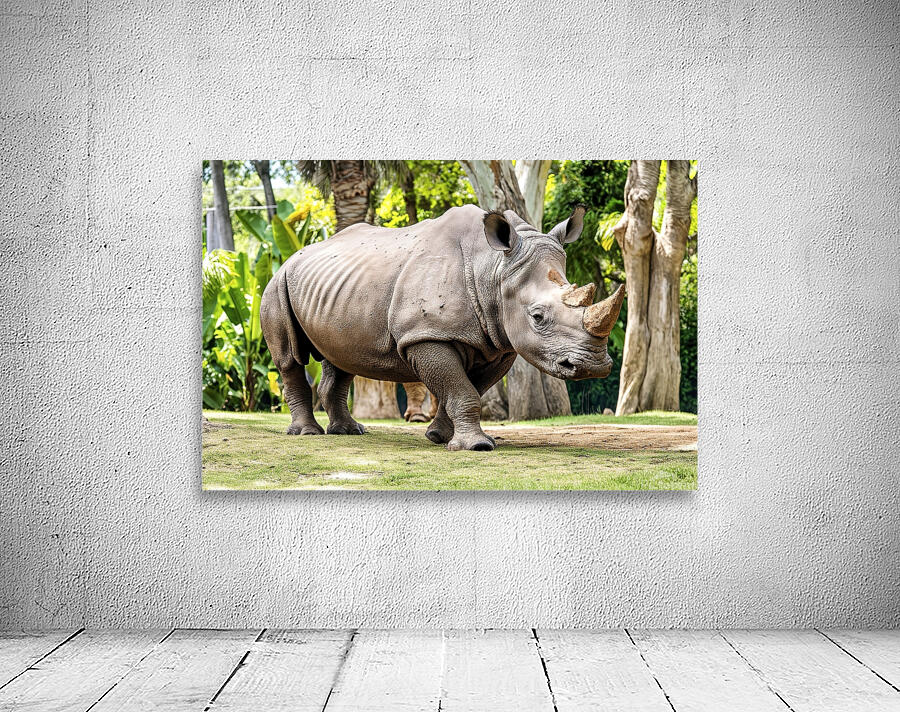 A rhinoceros in what appears to be a zoo or wildl 1722839494.4431 Wall Preview