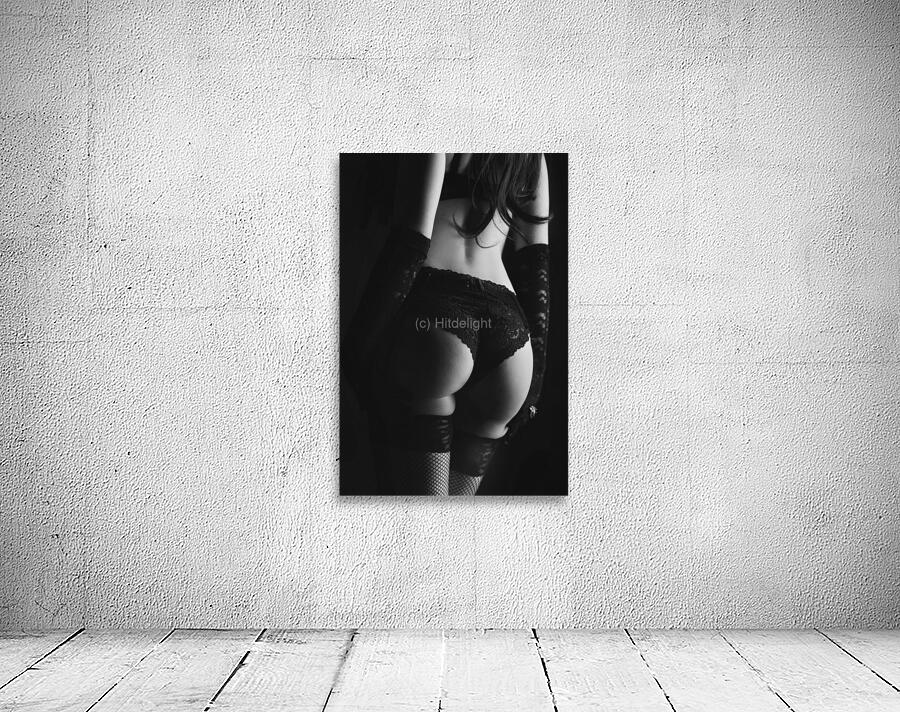Woman in black lingerie from behind Wall Preview