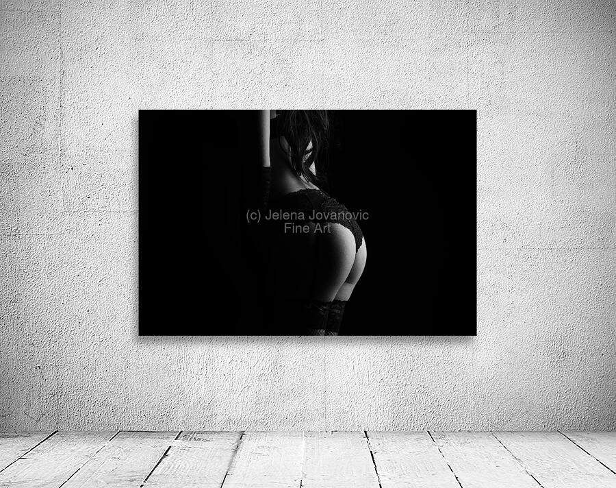 Silhouette of erotic woman posing in black lingerie Wall Preview