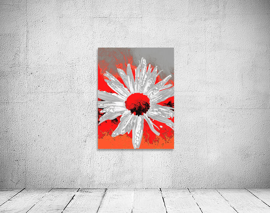 Abstract Fiery Daisy on a Vibrant Abstract Background Wall Preview