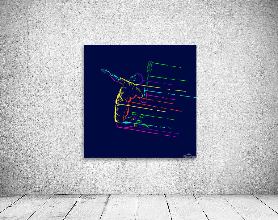 Badminton smash shot with dark background Wall Preview