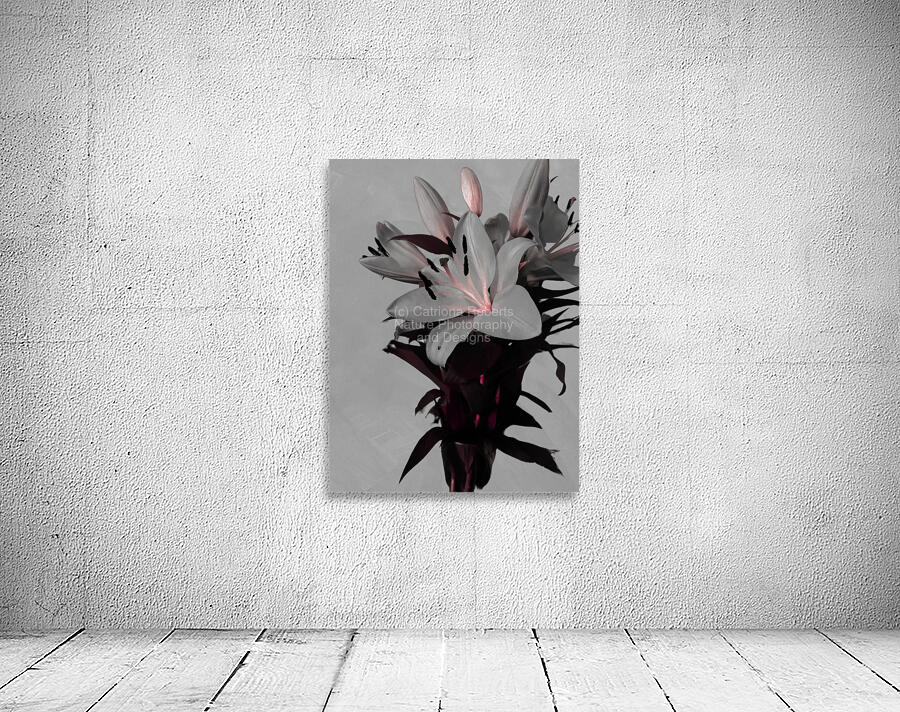 Abstract White Lilies on a Muted Background Wall Preview