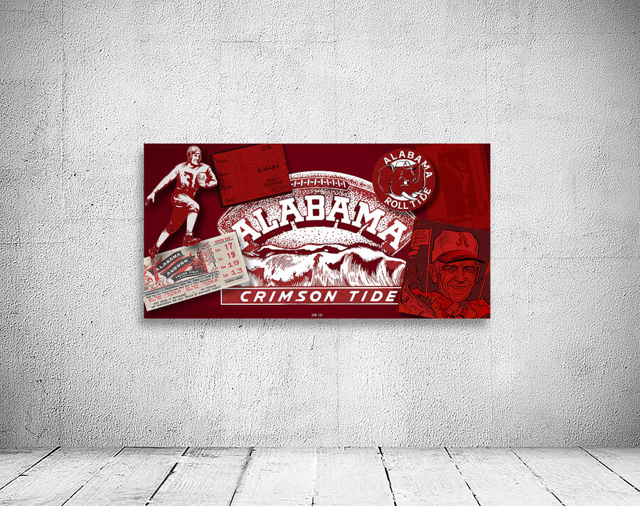 Vintage Alabama Football Memorabilia Collage Art Wall Preview