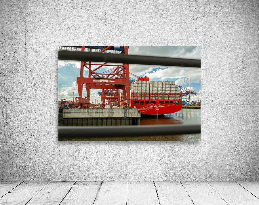 Ship unloading at a container terminal in the port area of Hamburg Germany Wall Preview