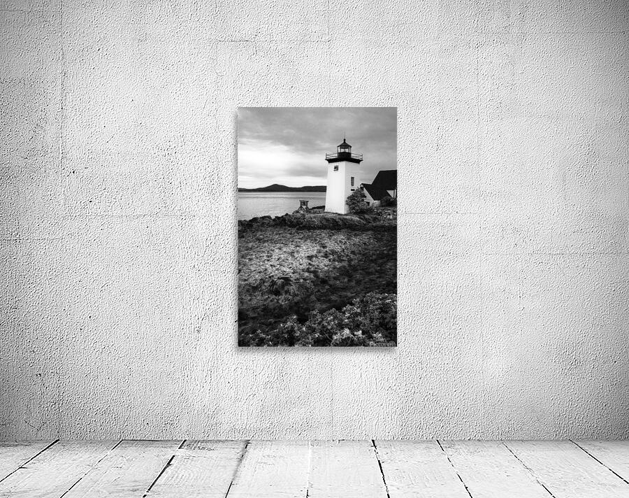 Grindle Point Lighthouse Tower at Low Tide in Maine -  B&W  Wall Preview