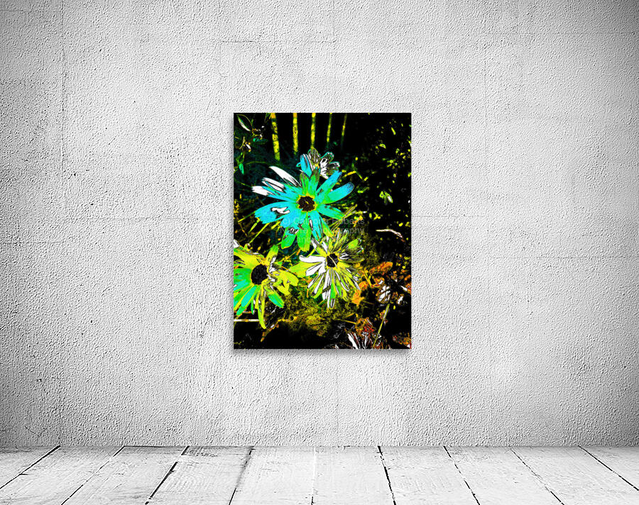 Abstract Blue and Green Daises Wall Preview