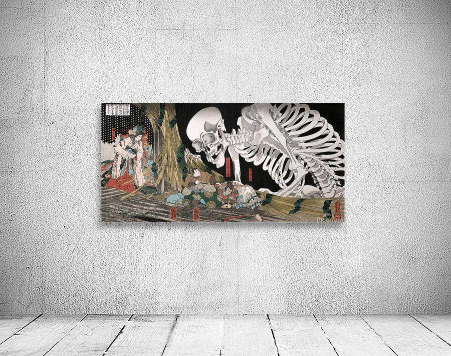 Mitsukuni Defying the Skeleton Specter [1910] by Utagawa