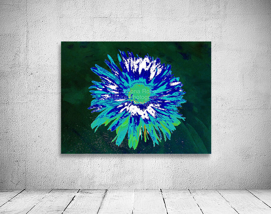 Abstract Vibrant Blue and Green Daisy Flower Wall Preview