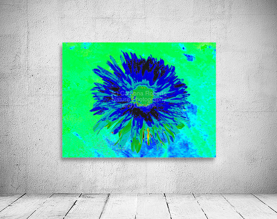 Abstract Vibrant Green and Blue Daisy Flower Wall Preview