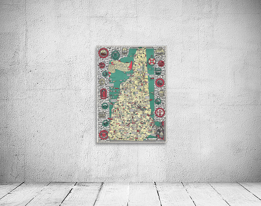 1926 Pictorial Map of New Hampshire – Whimsical and Informative Illustration Featuring Towns Landmarks Mountains and Local Folklore in a Classic New England Decorative Style Wall Preview