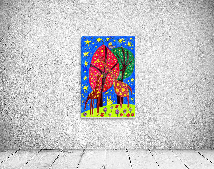 Abstract Doodle Art Giraffes- Mother and Child  Wall Preview