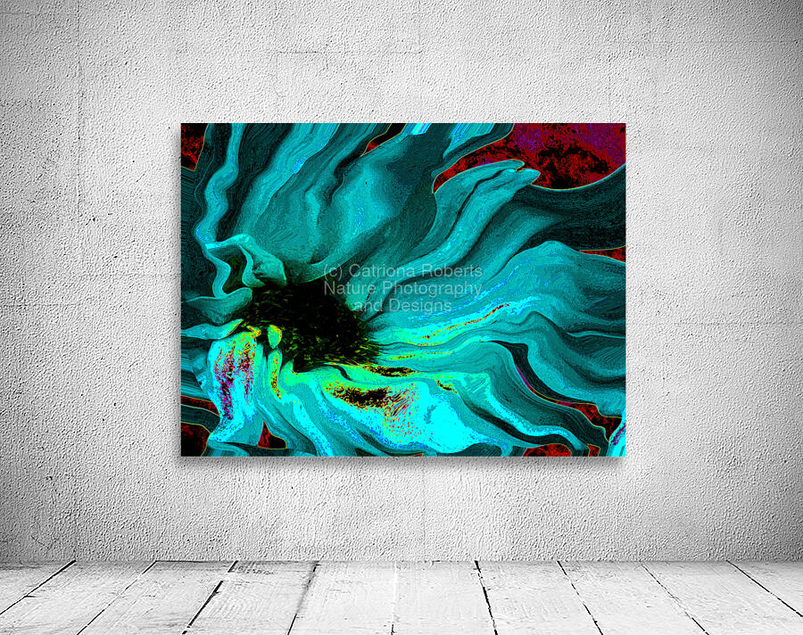 Abstract Daisy in Vibrant Blues and Greens Wall Preview