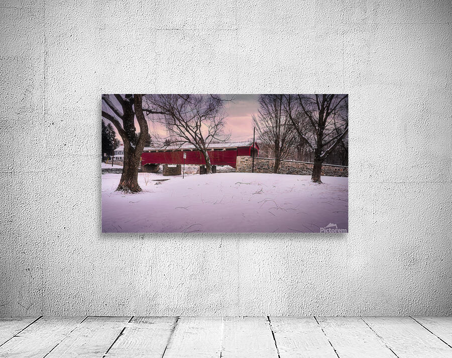 Wehrs Mill Covered Bridge Winter Wide Angle Wall Preview