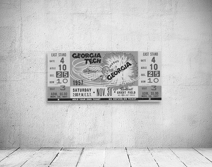 1957 Georgia Tech vs. Georgia Black and White Ticket Remix Wall Preview