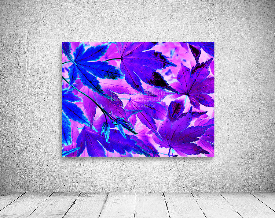 Abstract Neon Purple and Blue Creative Leaves  Wall Preview
