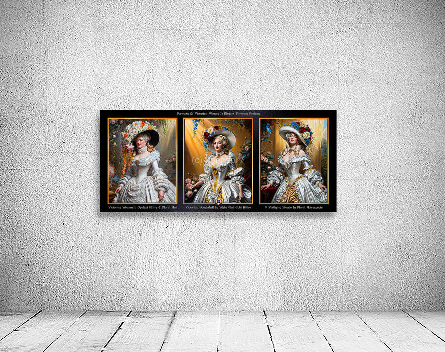 Portraits Of Victorian Woman In Elegant Timeless Fashion Mesmerizing AI Concept Art by Xzendor7 Wall Preview