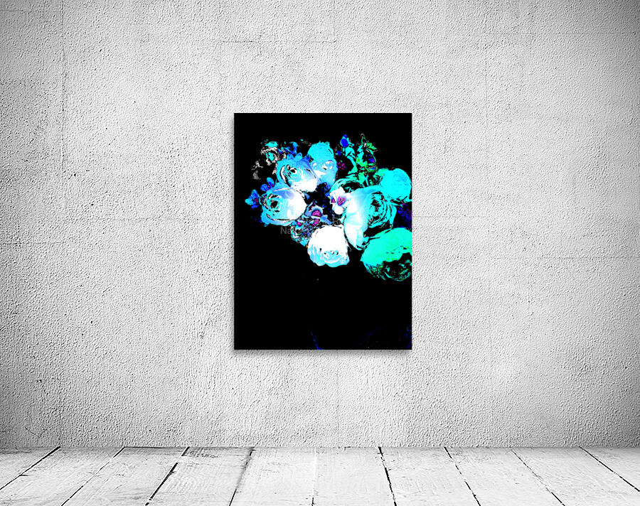 Abstract Bouquet of Green and Blue Roses Wall Preview