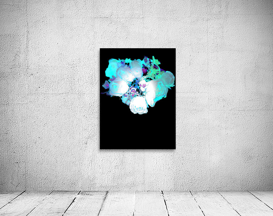 Abstract Blue Green Rose Bouquet Wall Preview