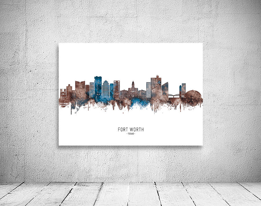 Fort Worth Texas Skyline Sepia Wall Preview