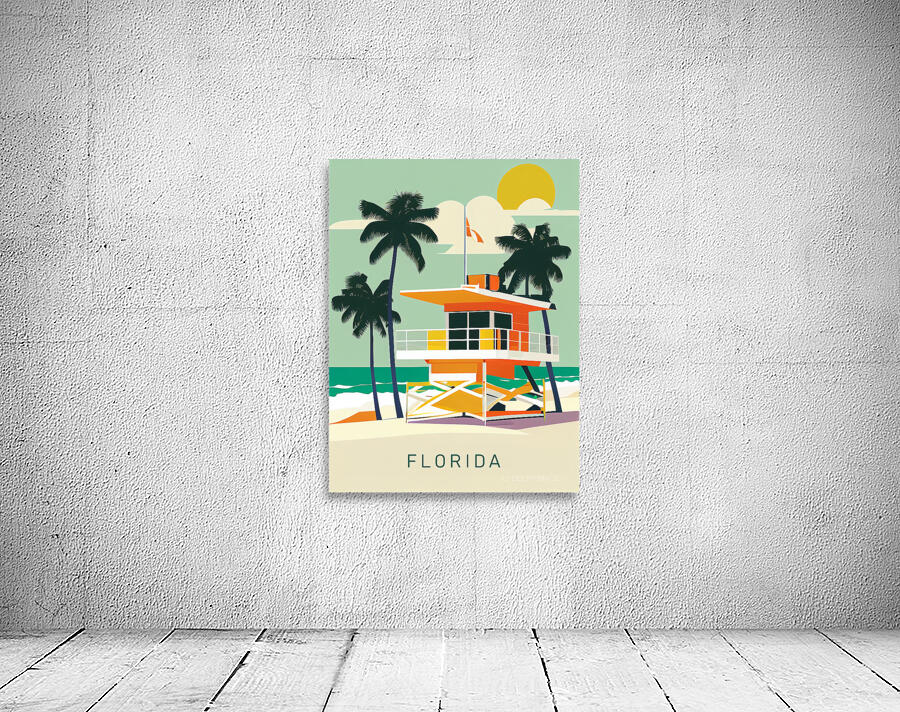 Florida beach travel vintage poster Wall Preview