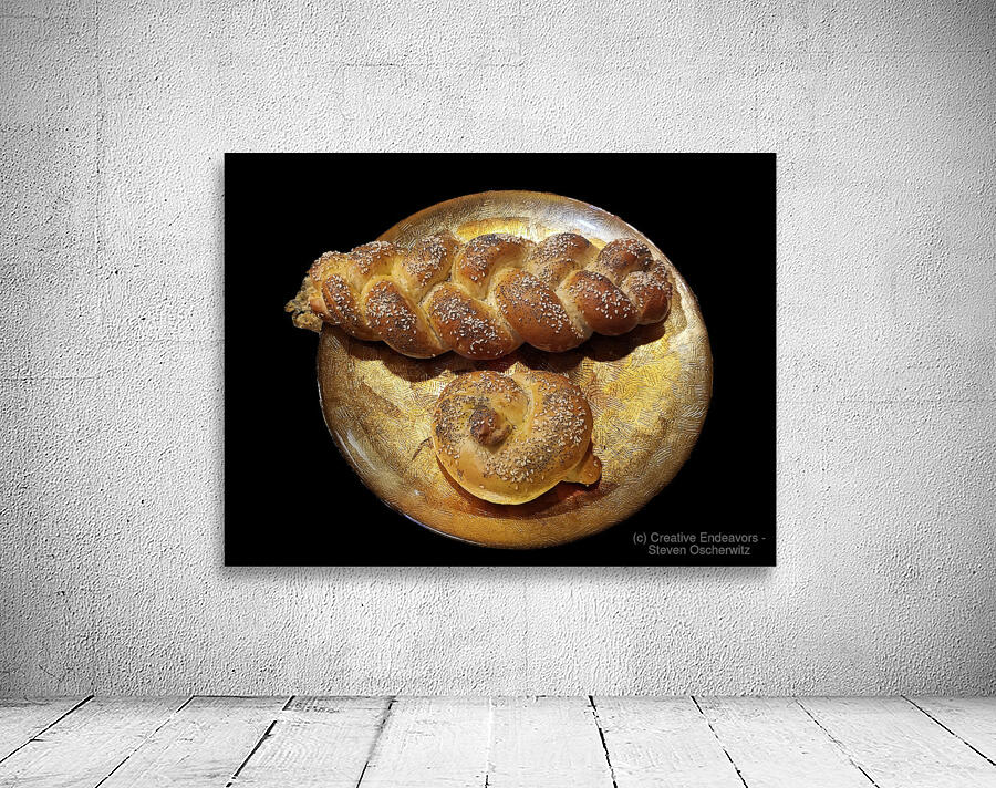 Long and round challah bread loaves Wall Preview