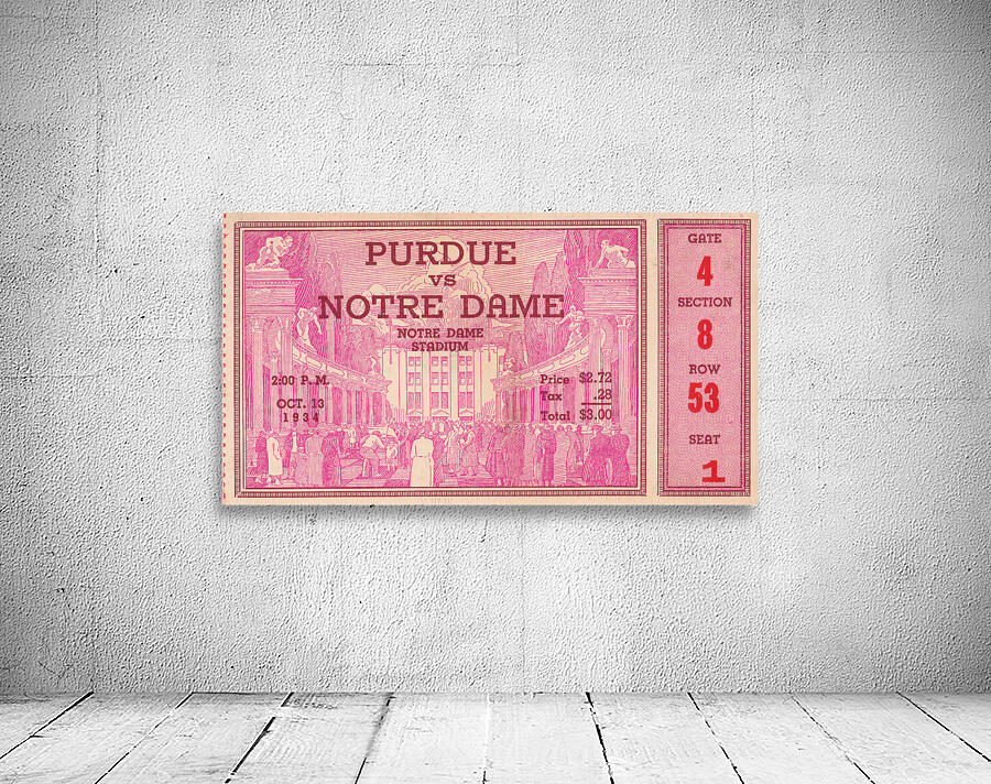 1934 Notre Dame vs. Purdue Football Ticket Art Wall Preview