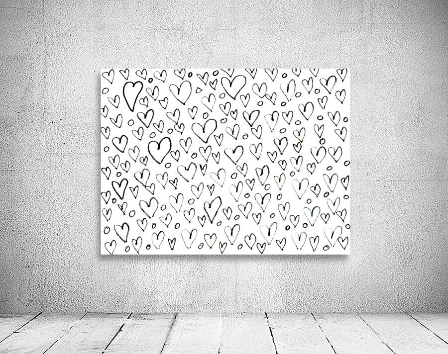 Abstract Monochrome Hearts Too Wall Preview