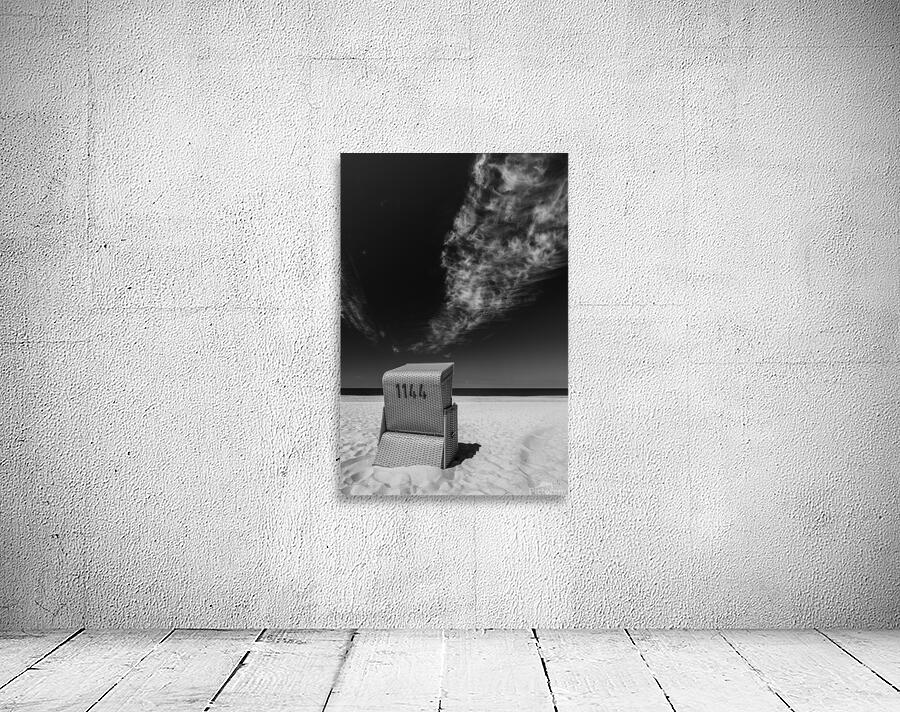 Black and white shot of beach chair at the North Sea on the island of Sylt  Wall Preview